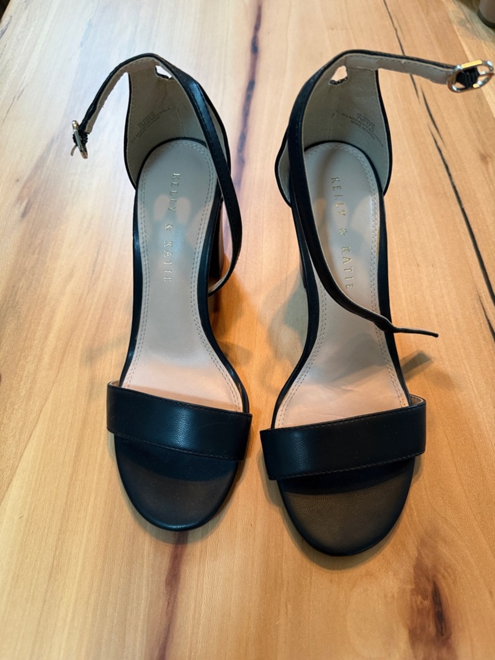 Kelly & Katie Black Open-Toe Ankle Strap Heeled Sandals